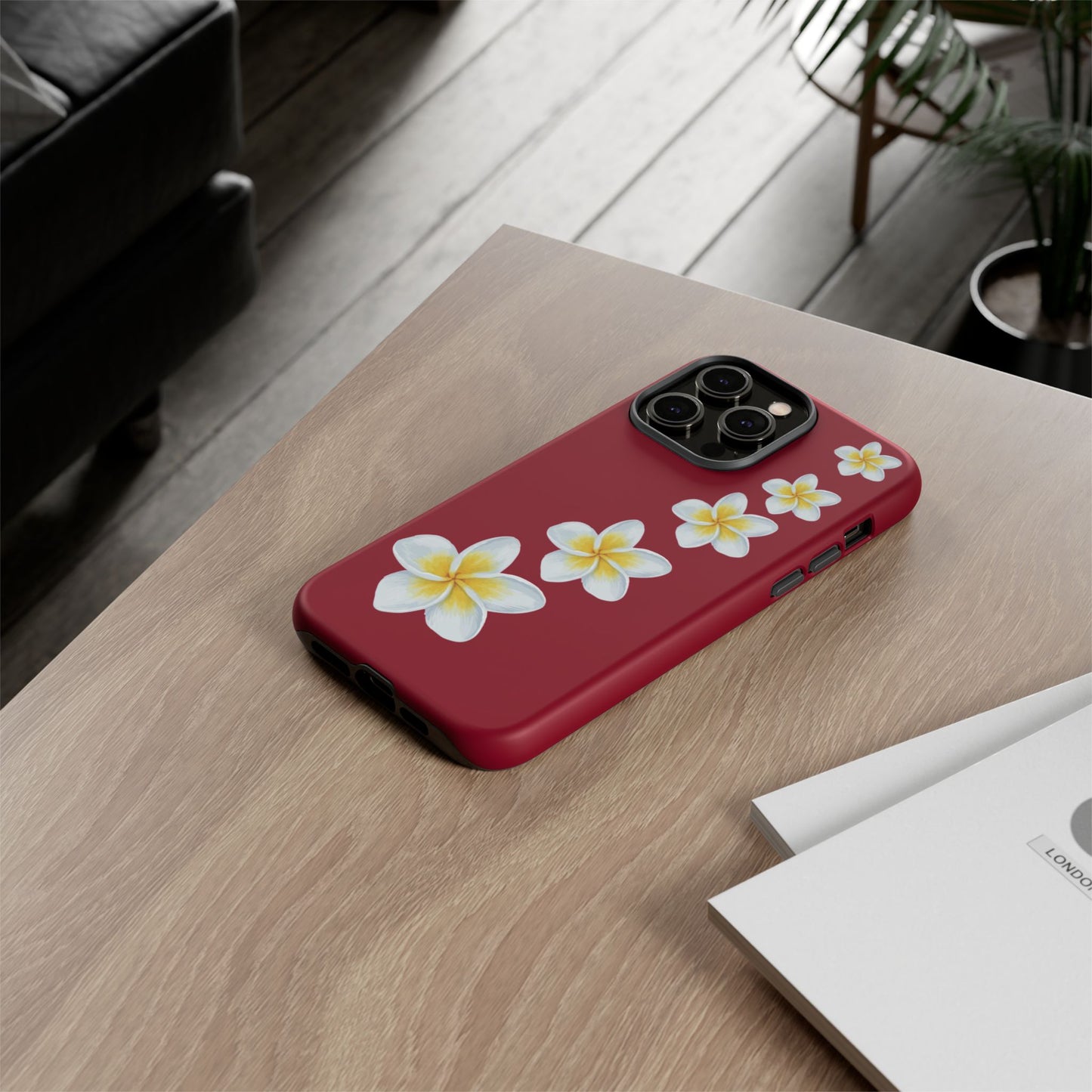 Flower Me Burgundy Durable Phone Case