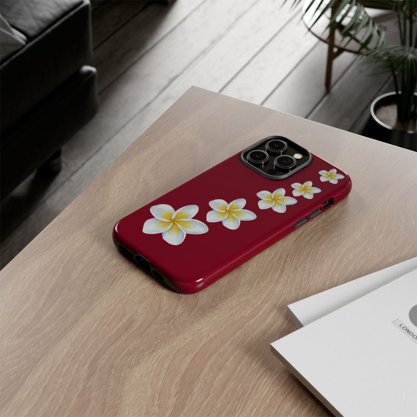Flower Me Burgundy Durable Phone Case