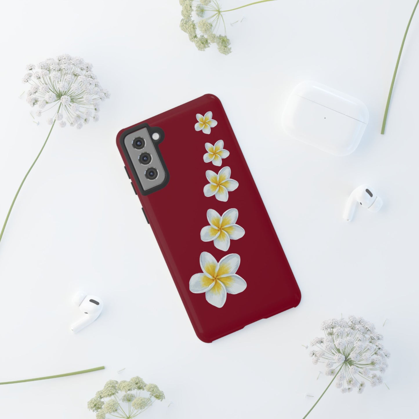 Flower Me Burgundy Durable Phone Case