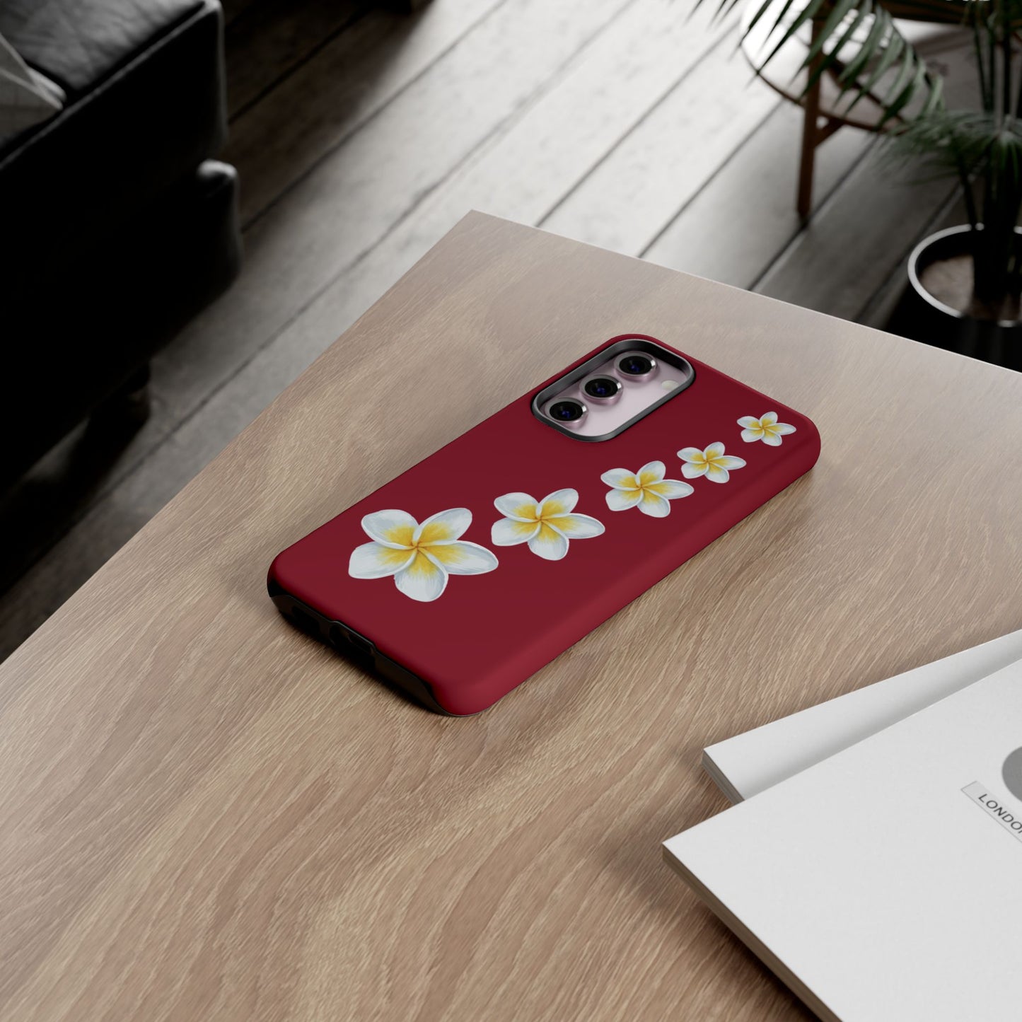 Flower Me Burgundy Durable Phone Case