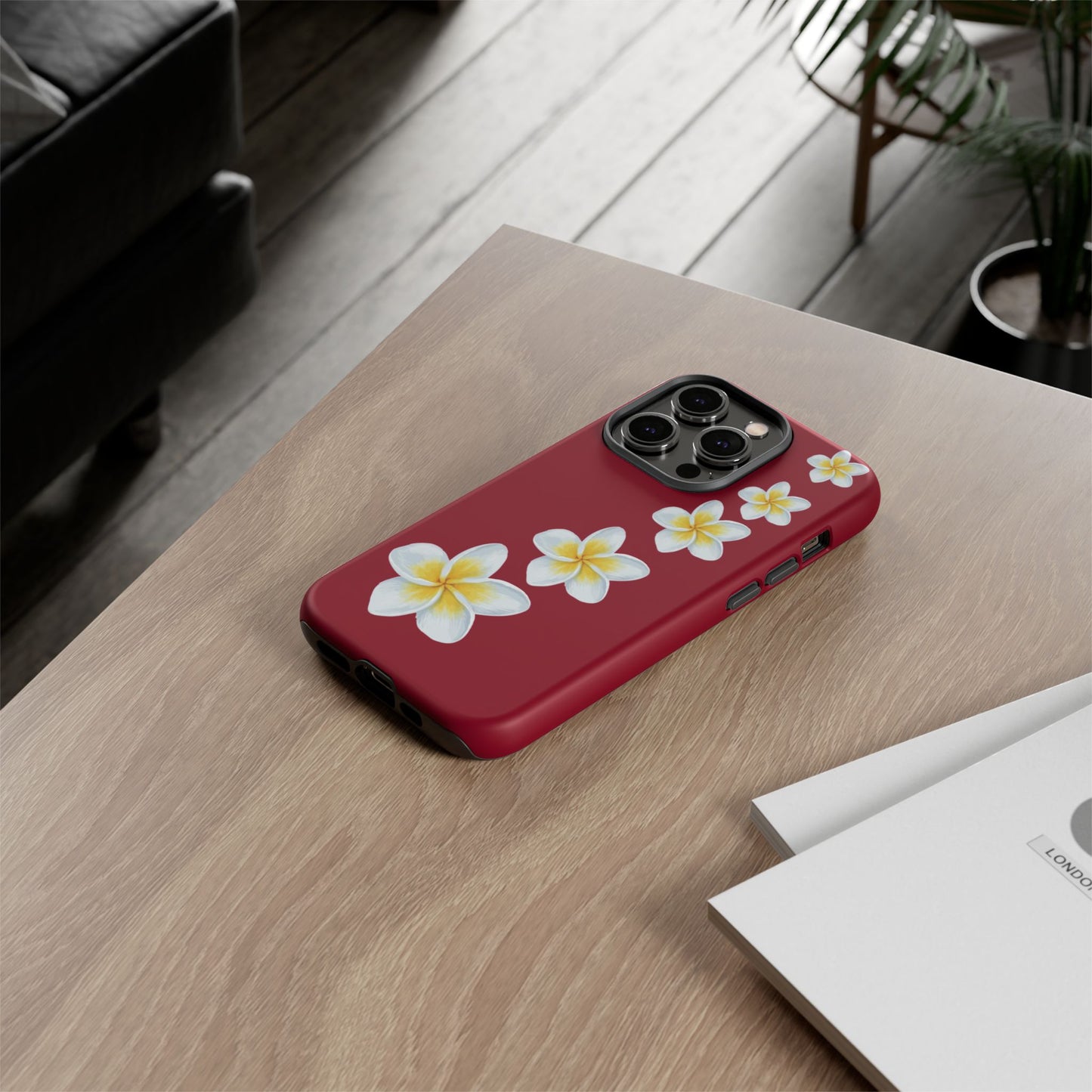 Flower Me Burgundy Durable Phone Case