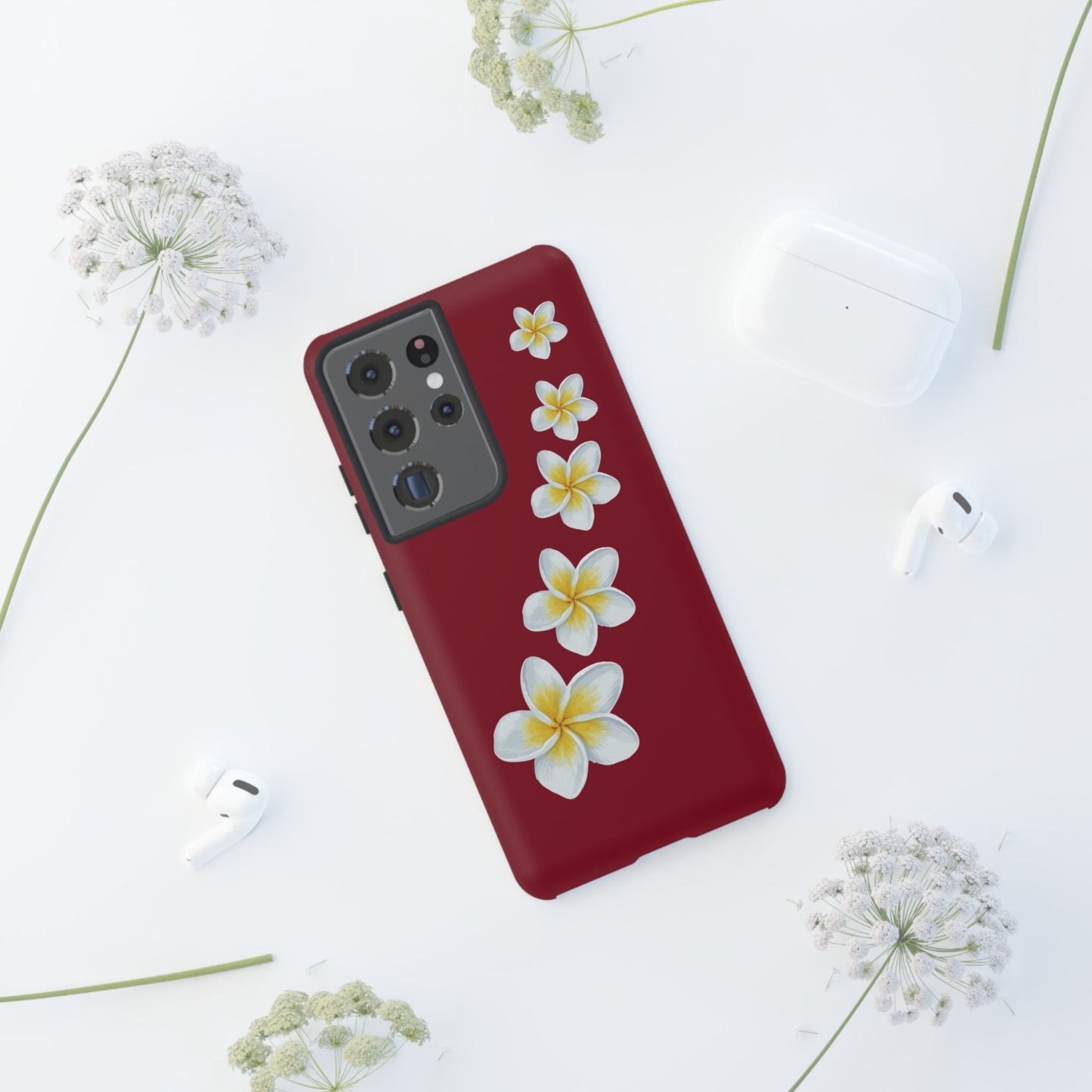 Flower Me Burgundy Durable Phone Case